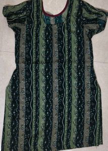 Green Striped Kurta Set with Dupatta
