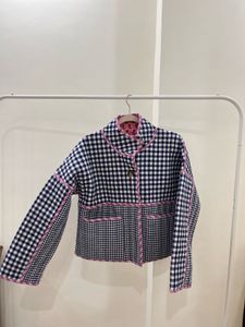 Floral Gingham Print Quilted Reversible Jacket