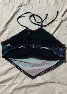 Patterned Padded Halter Bikini Top