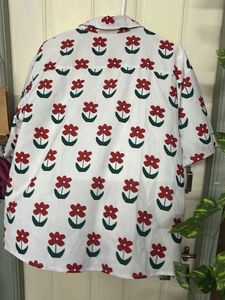 Cute Floral Print Button-Up Shirt
