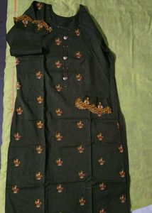 Embroidered Kurti - Dark Green