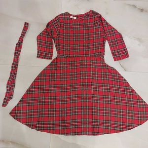 Charming Red Plaid Fit &amp; Flare Dress