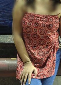 Red Printed Sleeveless Kurti