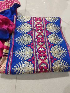 Embroidered Blue & Pink unstitched