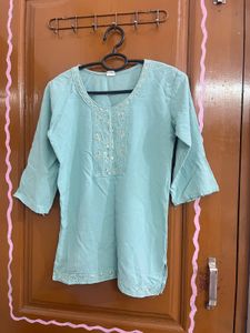 Embroidered Teal Kurta