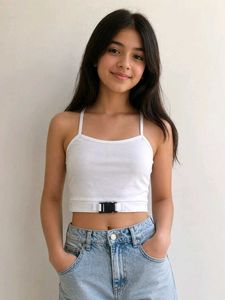 White Buckle Crop Top
