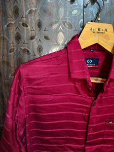 Maroon Striped Casual Shirt
