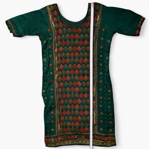 “Dark Green Embroidered Ethnic Suit Set with Dupat