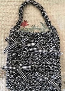 Chic Gingham Textured crochet hand Bag