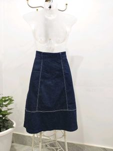 Denim Button-Front A-Line Skirt
