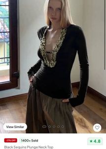 newme Black sequin Top