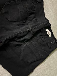 Black Denim High-Waisted Shorts