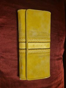 Stylish Yellow Suede Wallet  slightly worn out