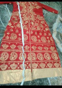 Red salwar with Golden Embroidery