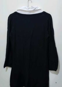 Nevada Black White Collared Tunic Top