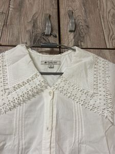 White Lace Collar Button-Up Shirt