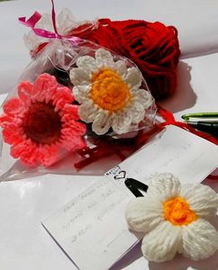 Crocheted Daisy Hair Ties (Set of 2)