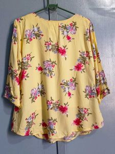 Yellow Floral Print Tunic Top