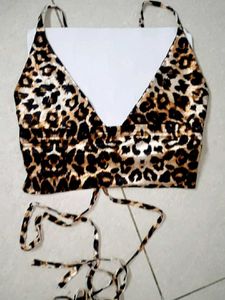 Leopard Print Tie-Up Crop Top no 125