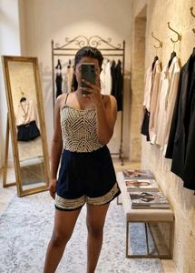 Sparkly Crop Top &amp; Navy Shorts Set🐚