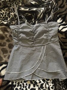 Gingham Print Ruffle Top