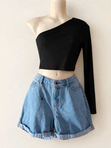 SHEIN Black One-Shoulder Crop Top + Vero Moda Ligh