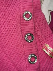Bright Pink Ribbed Crop Top