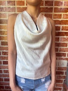Savana Ivory Draped Bow Back Top