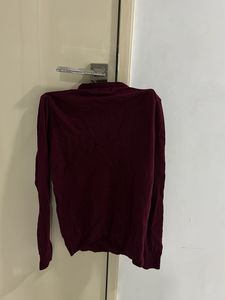 Zara Men's Maroon Crew Neck Sweater