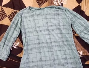 Stylish Blue Plaid 3/4 Sleeve Top | size 3XL