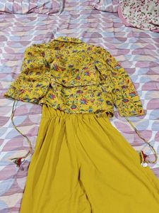 Yellow Floral Print Kurta Set
