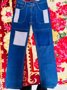 Blue Patchwork Jeans , selling because not using