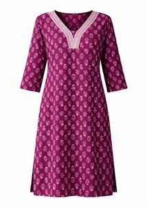 Purple Printed Kurta with Lace Neckline