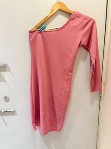 Chic One-Shoulder Pink Dress