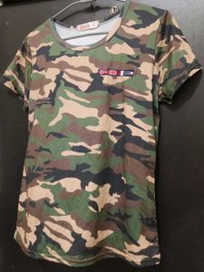 Camo Print T-Shirt with Patch