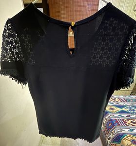 Black Lace Detail Top