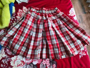 SALE!!..Red Plaid Pleated Skirt