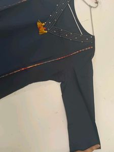 Stylish Navy blue Embroidered Kurta
