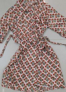 Floral Print Cotton Button Down Kurta with belt