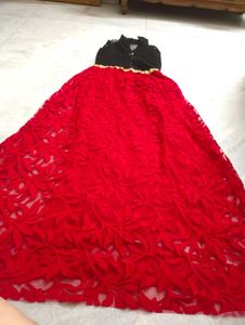 Stunning Red &amp; Black Lace Gown