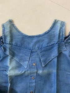 Denim Cold Shoulder Top