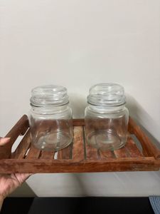 Set of 2 Glass Storage Jars