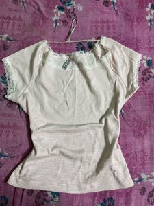 Striped Lace Trim Top