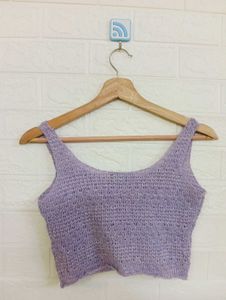 Lilac Knit Crop Tank Top