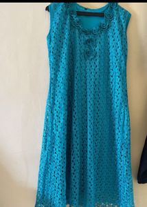 Blue Lace Midi Dress(kurti)