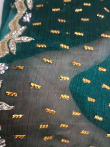 Embellished Green Saree