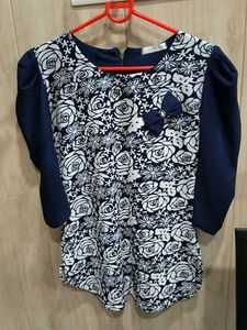Floral Print blue and white top