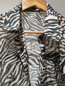 Sheer Animal Print Kimono Top