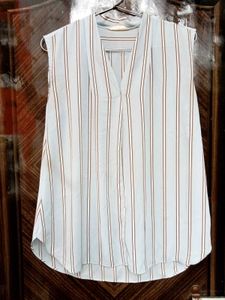Striped Sleeveless V-Neck Top