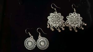 Boho Silver Tone Dangle Earrings